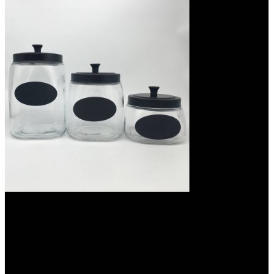 Zibo Glass Jar With Fresh Sealed Lid,Brushed Metal