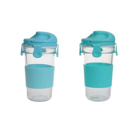 borosilicate glass sport bottle with lock & lock lid