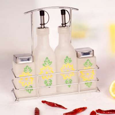 set of 5 frosted square glass oil and vinegar bottle with shaker lid