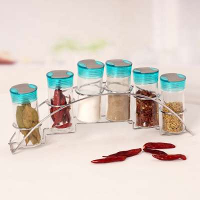 glass salt and pepper holder jar with rack